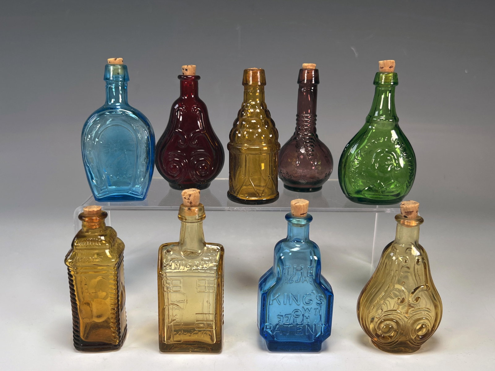 COLLECTION OF SMALL COLORFUL GLASS BOTTLES WHEATON