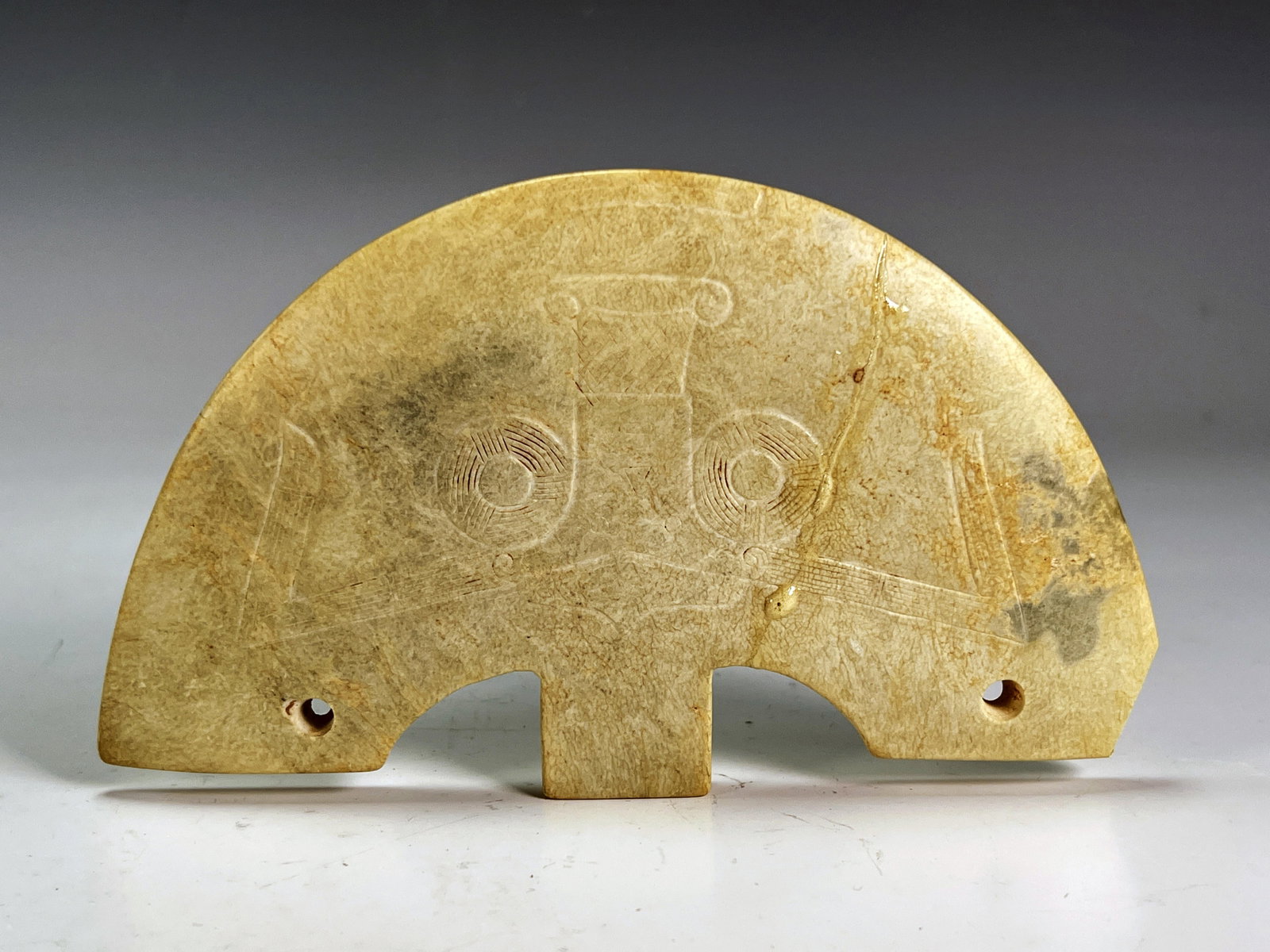 CARVED JADE FAN SHAPE