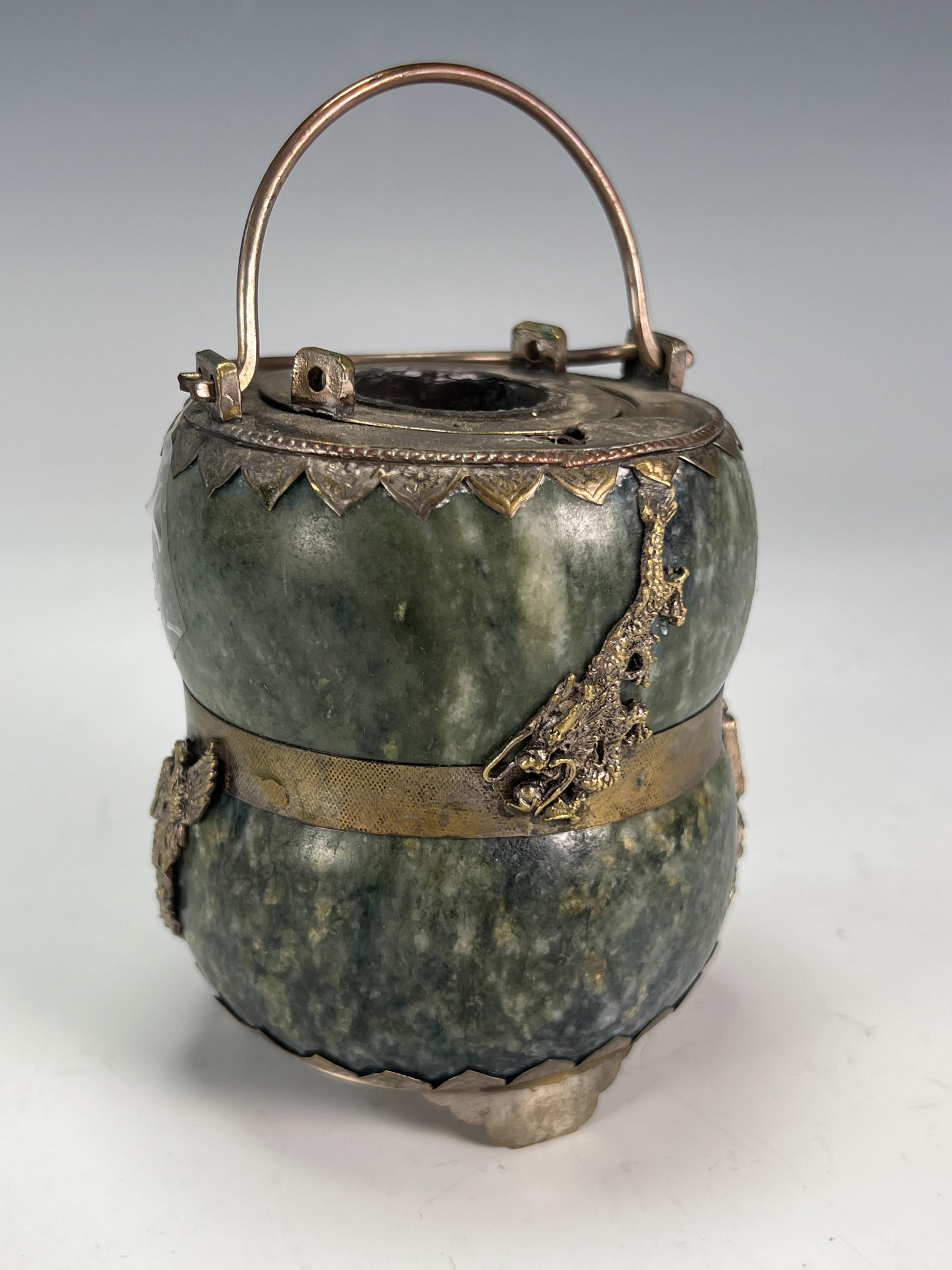 JADE & METAL TEA POT