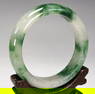 MOTTLED GREEN & WHITE JADE BANGLE