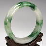 MOTTLED GREEN & WHITE JADE BANGLE