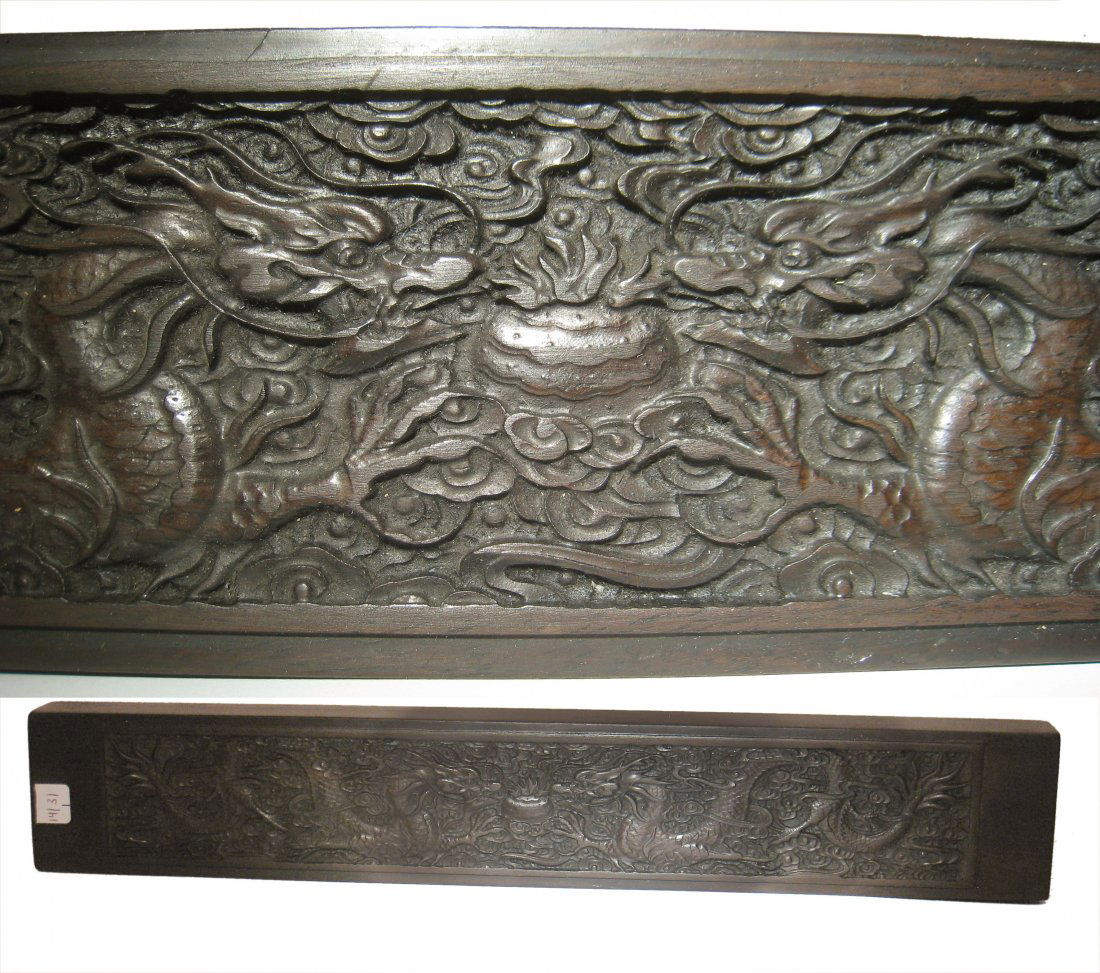 Carved Chinese Rosewood Scroll Weight: 17" Shipping: We are able to pack and ship this item to an address in the United States for $30.00 via USPS Priority Mail. Tracking information will be sent to your email address. This price does not