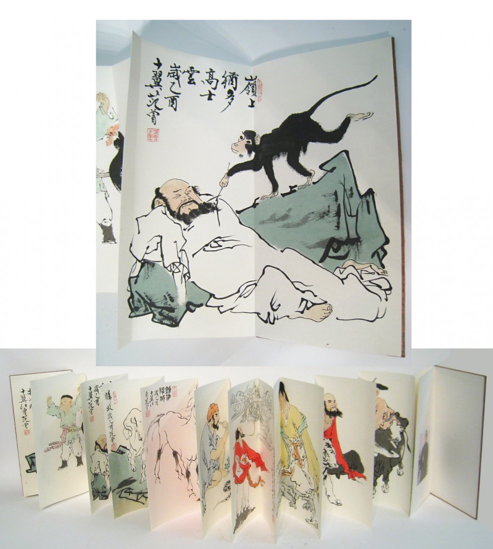 Chinese Watercolor Book: Measure 6 3/4" X 13" when closed. Shipping: We are able to pack and ship this item to an address in the United States for $25.00 via USPS Priority Mail. Tracking information will be sent to your email