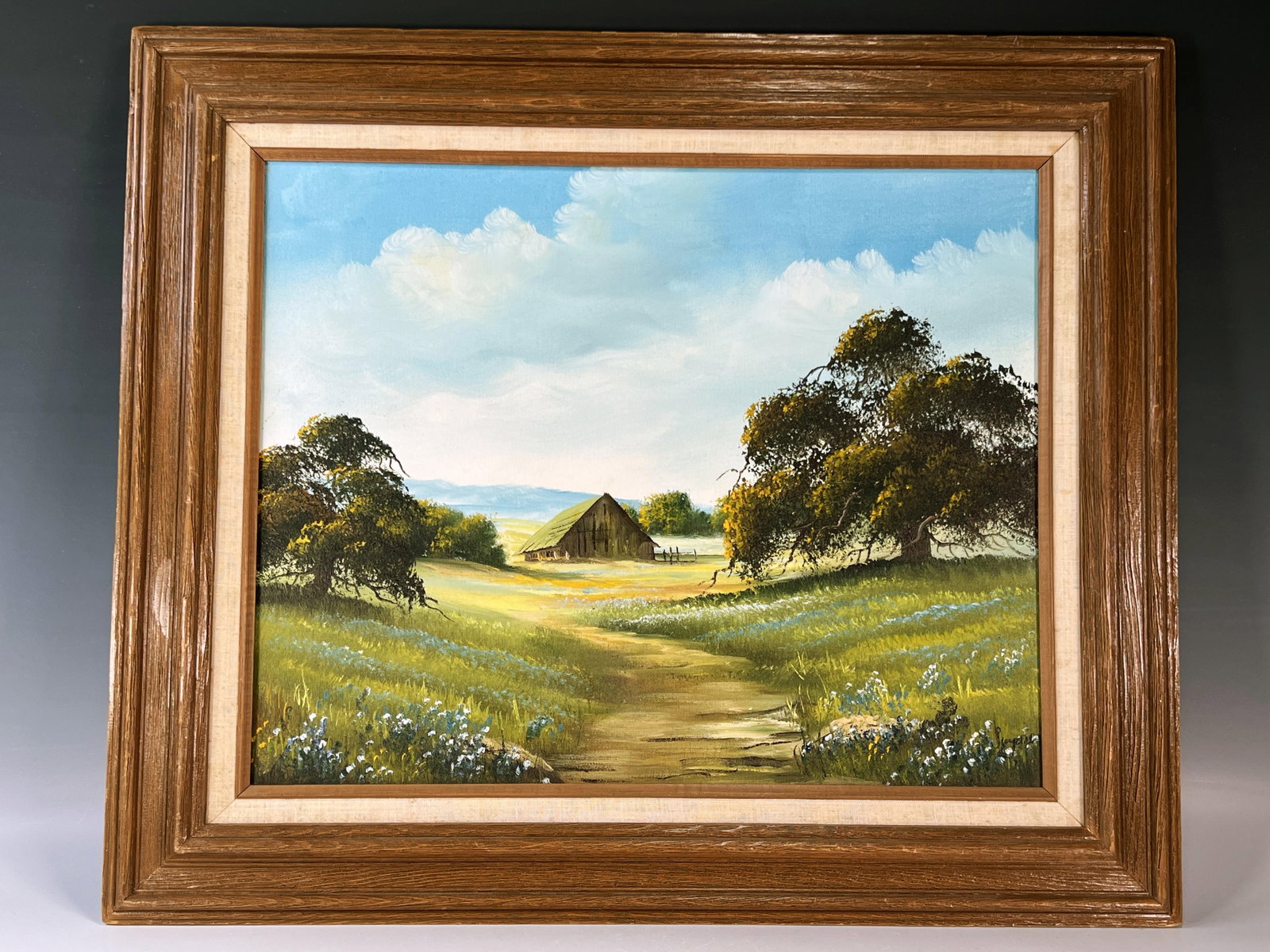 BARN ON FARMLAND PAINTING ON CANVAS