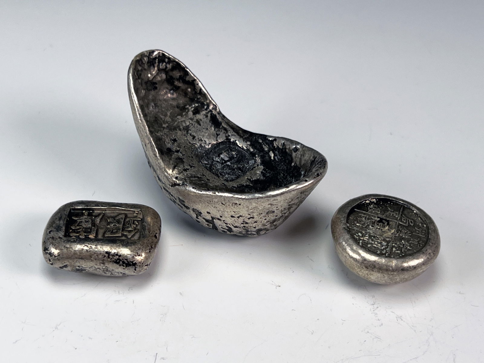 ASSORTED CHINESE SILVER-TONE INGOTS SET (1 of 3)