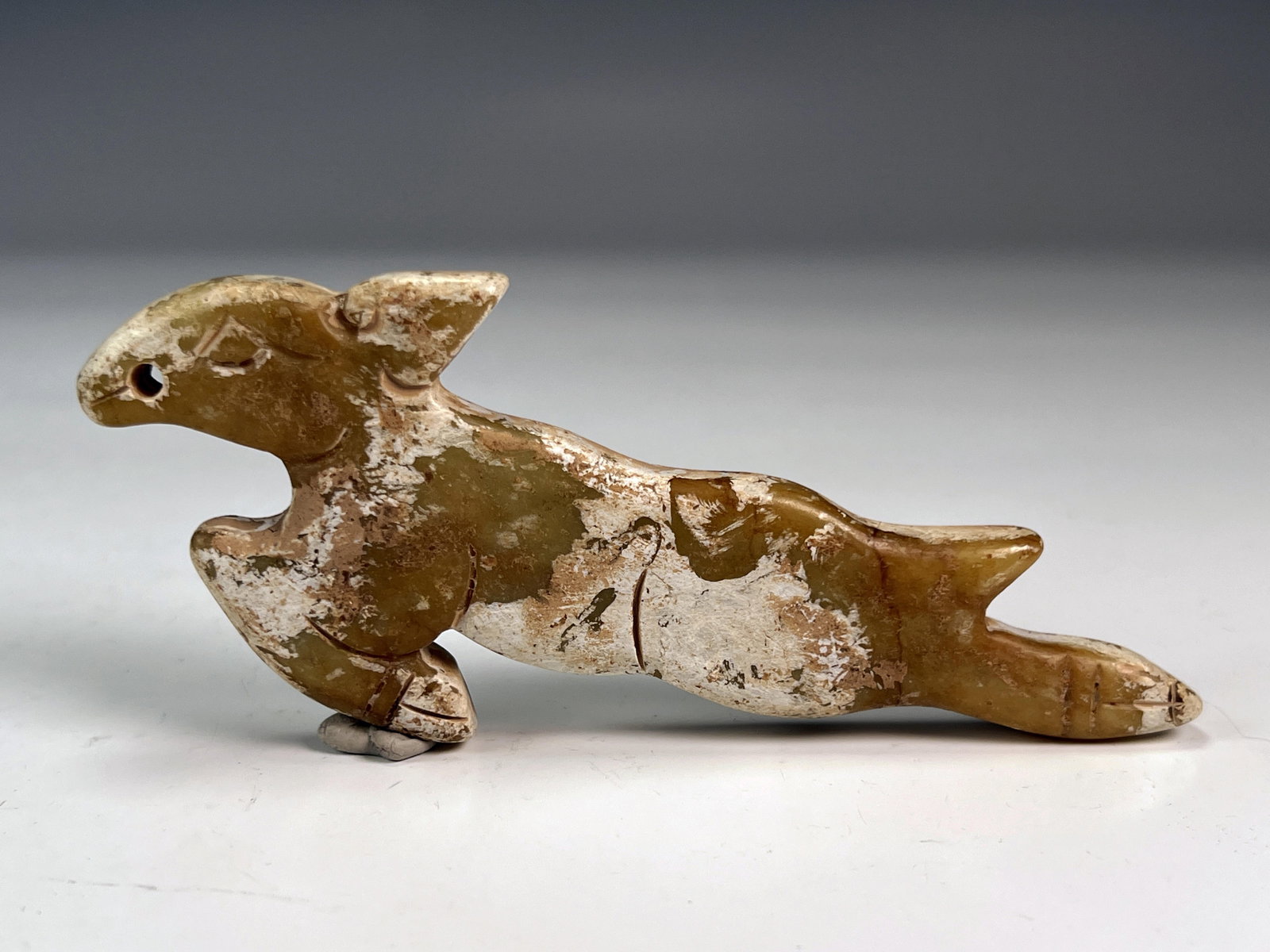 CARVED JADE LEAPING RABBIT ZODIAC SYMBOL