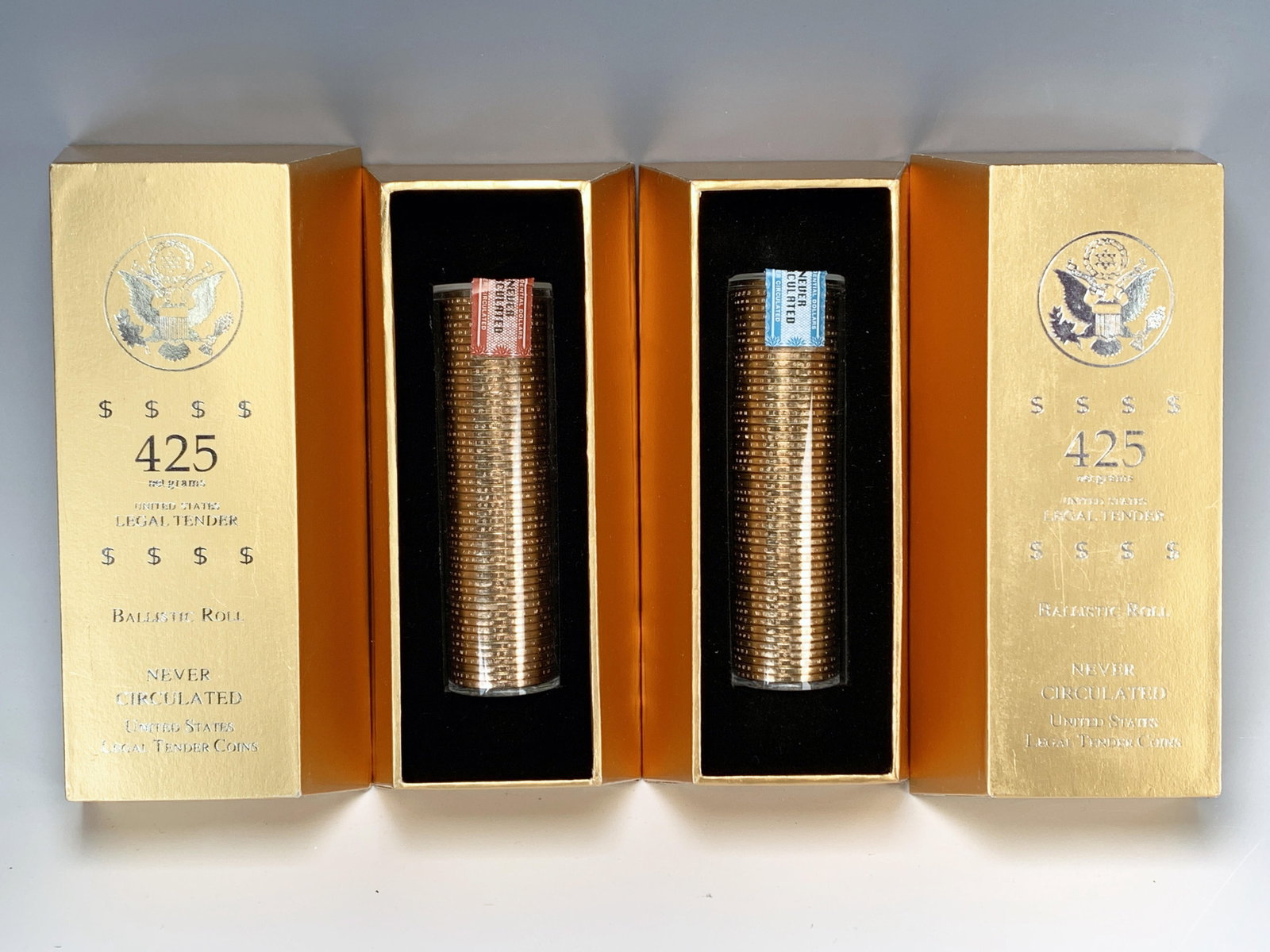 2 425G UNCIRCULATED BALLISTIC ROLL COINS DENVER