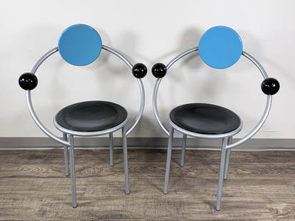 PAIR CLASSIC MEMPHIS MILANO CHAIRS BY LUCCHI