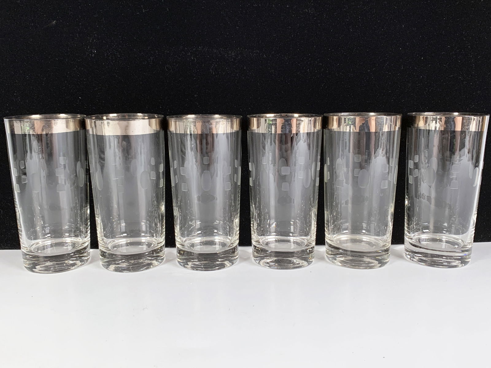 6 MCM TUMBLERS WITH SILVER BAND ON RIM (1 of 3)
