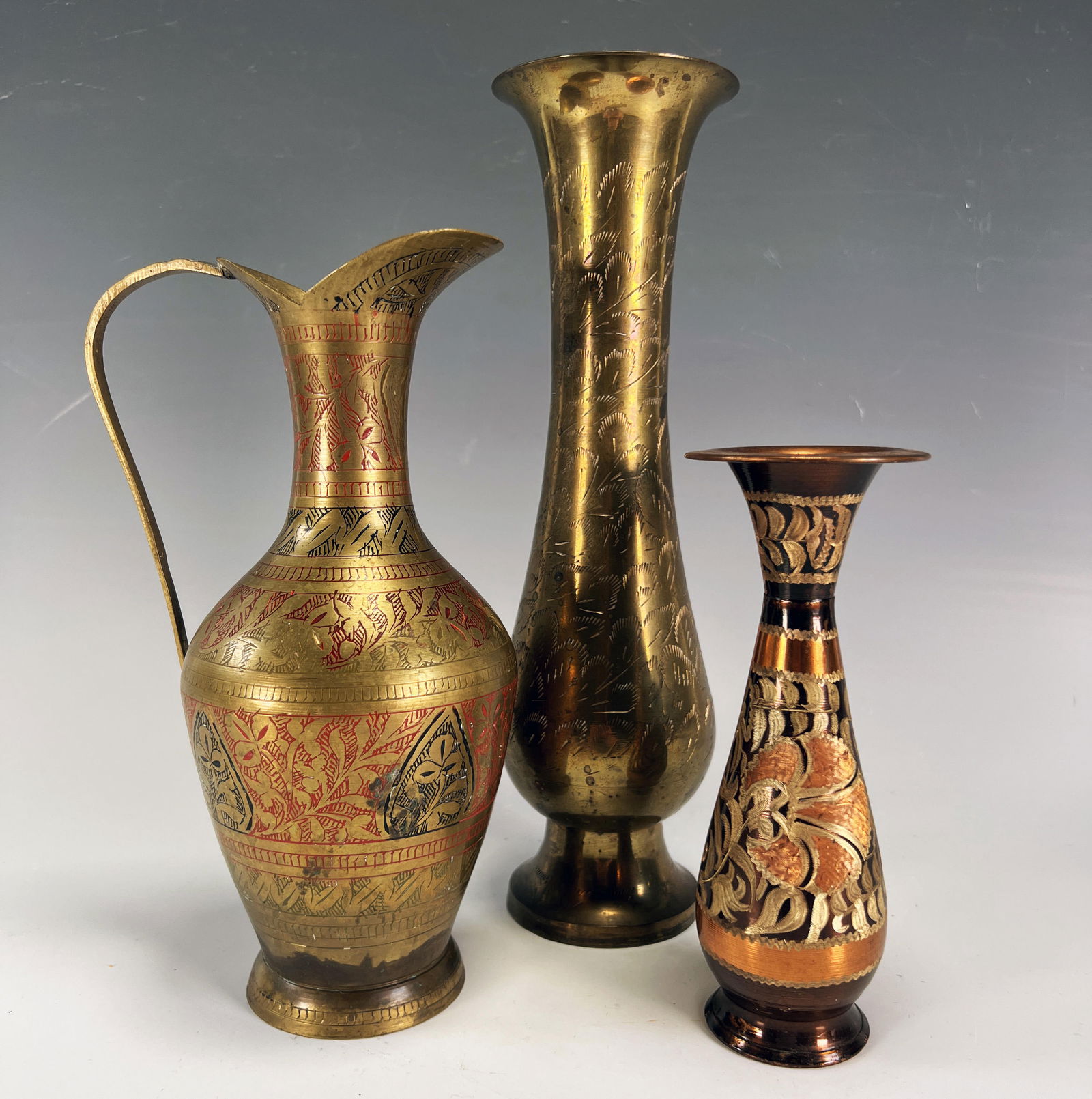 INDIAN BRASS VASE EWER LOT (1 of 3)