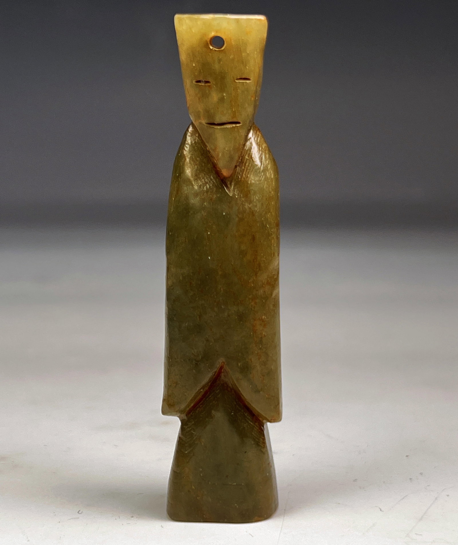 CARVED GREEN JADE ROBED FIGURE PENDANT (1 of 4)