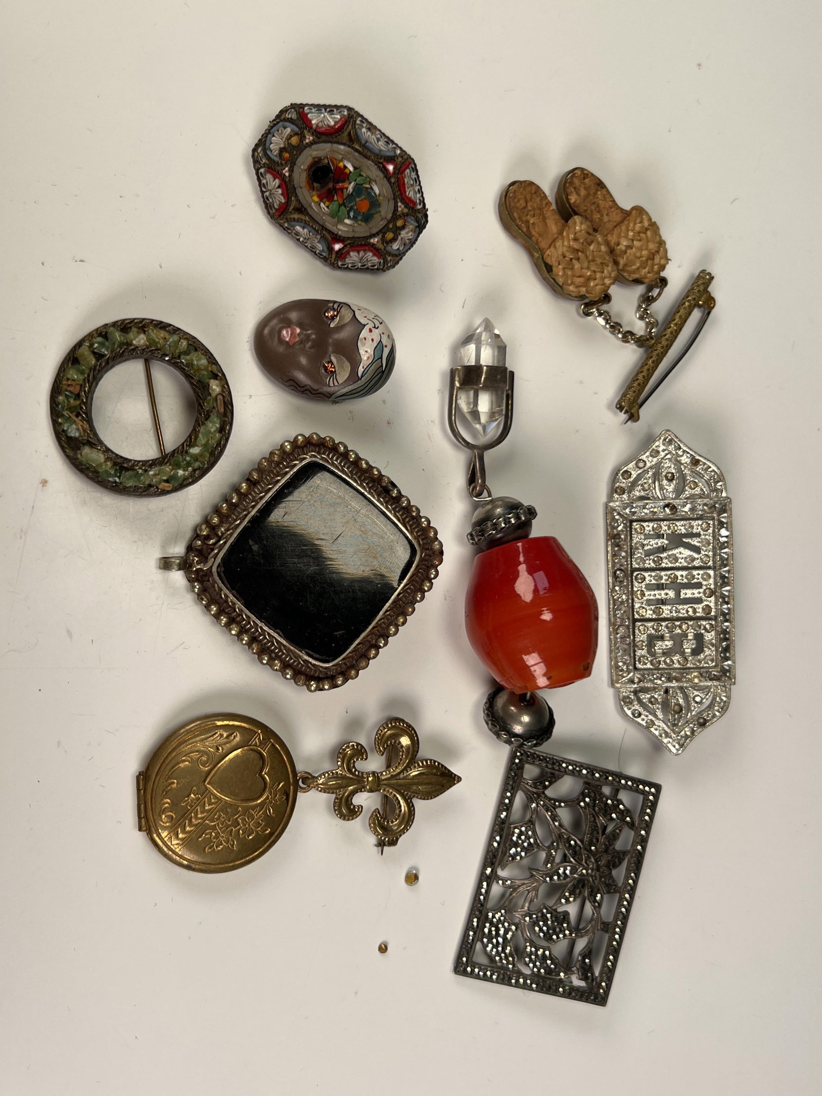COSTUME JEWELRY PINS BROOCHES PENDANTS STERLING