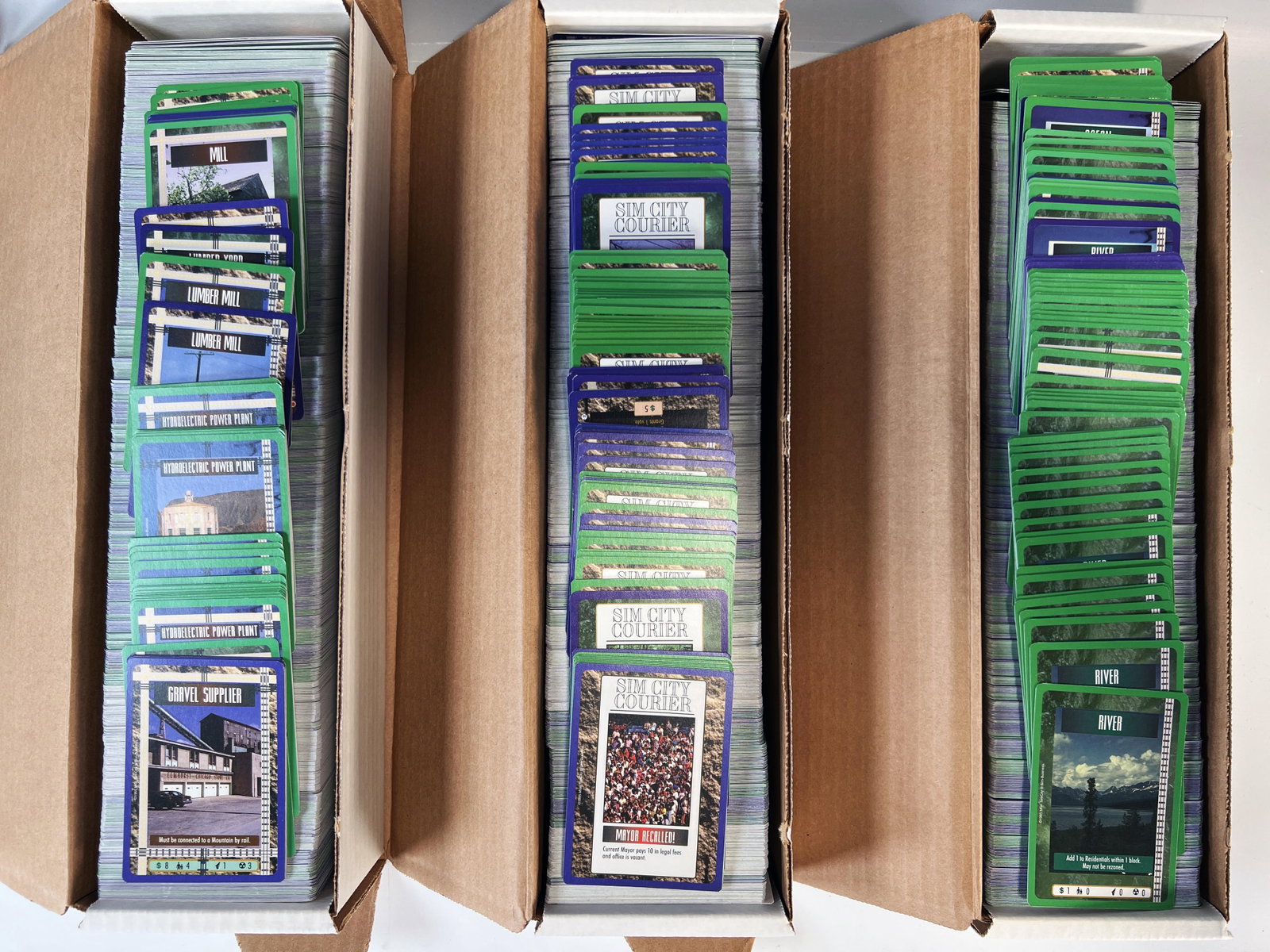 3 SLEEVES OF SIM CITY THE CARD GAME CARDS
