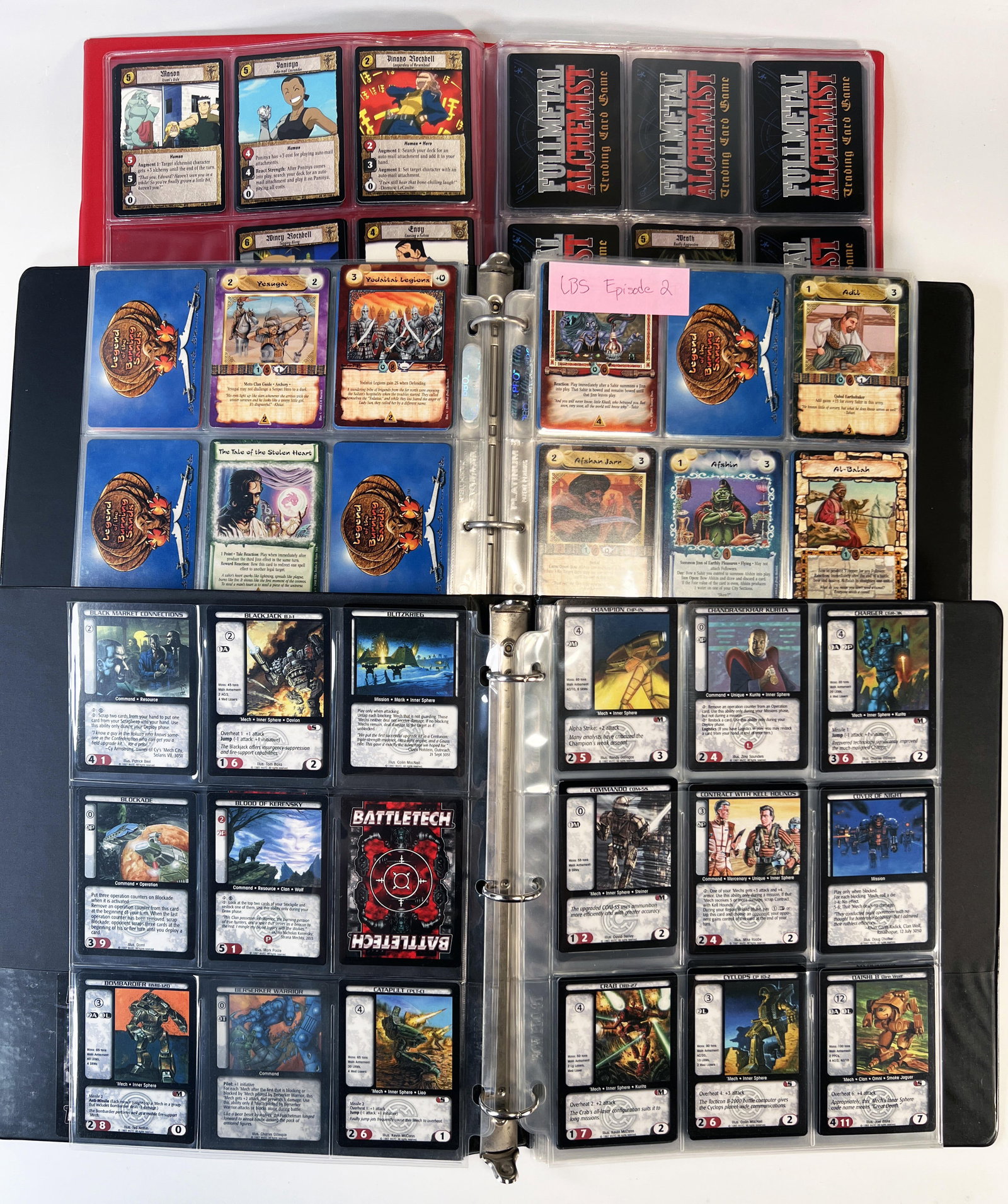 LEGEND OF THE BURNING SANDS, FULLMETAL ALCHEMIST, BATTLETECH GAMING CARDS