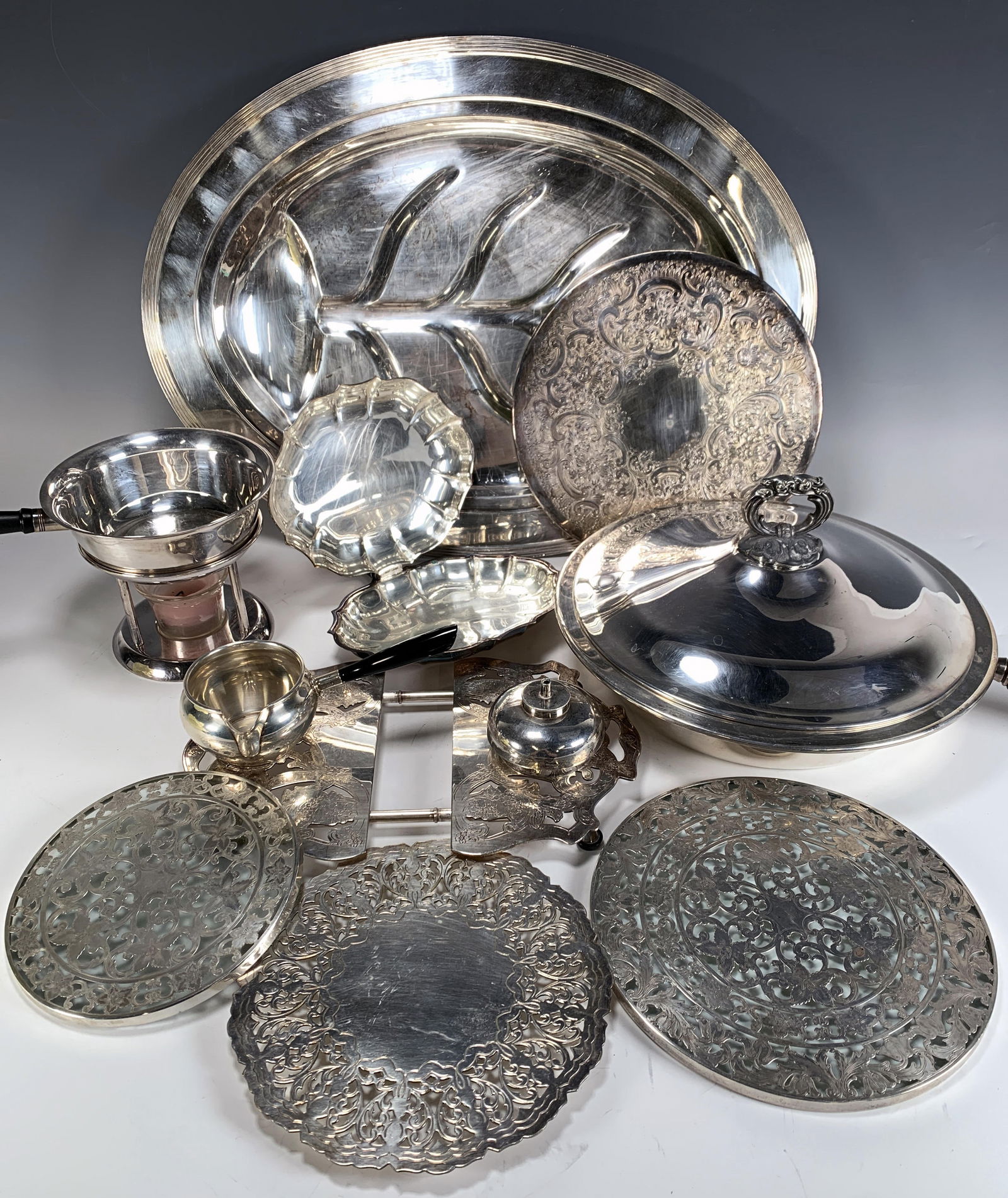 STERLING AND SILVERPLATE COOKING AND SERVING ITEMS