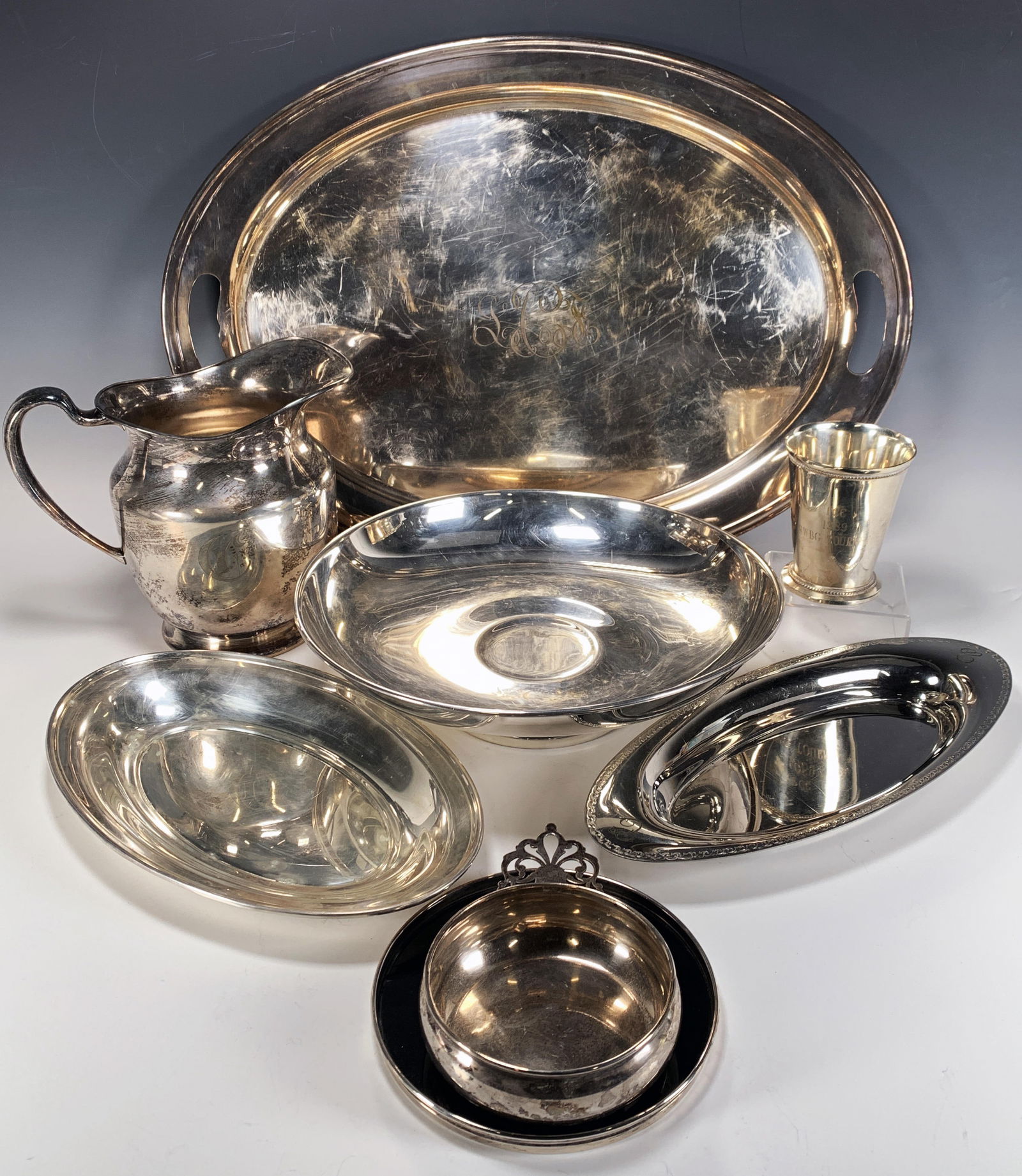 STERLING AND SILVERPLATE SERVING ITEMS (1 of 11)