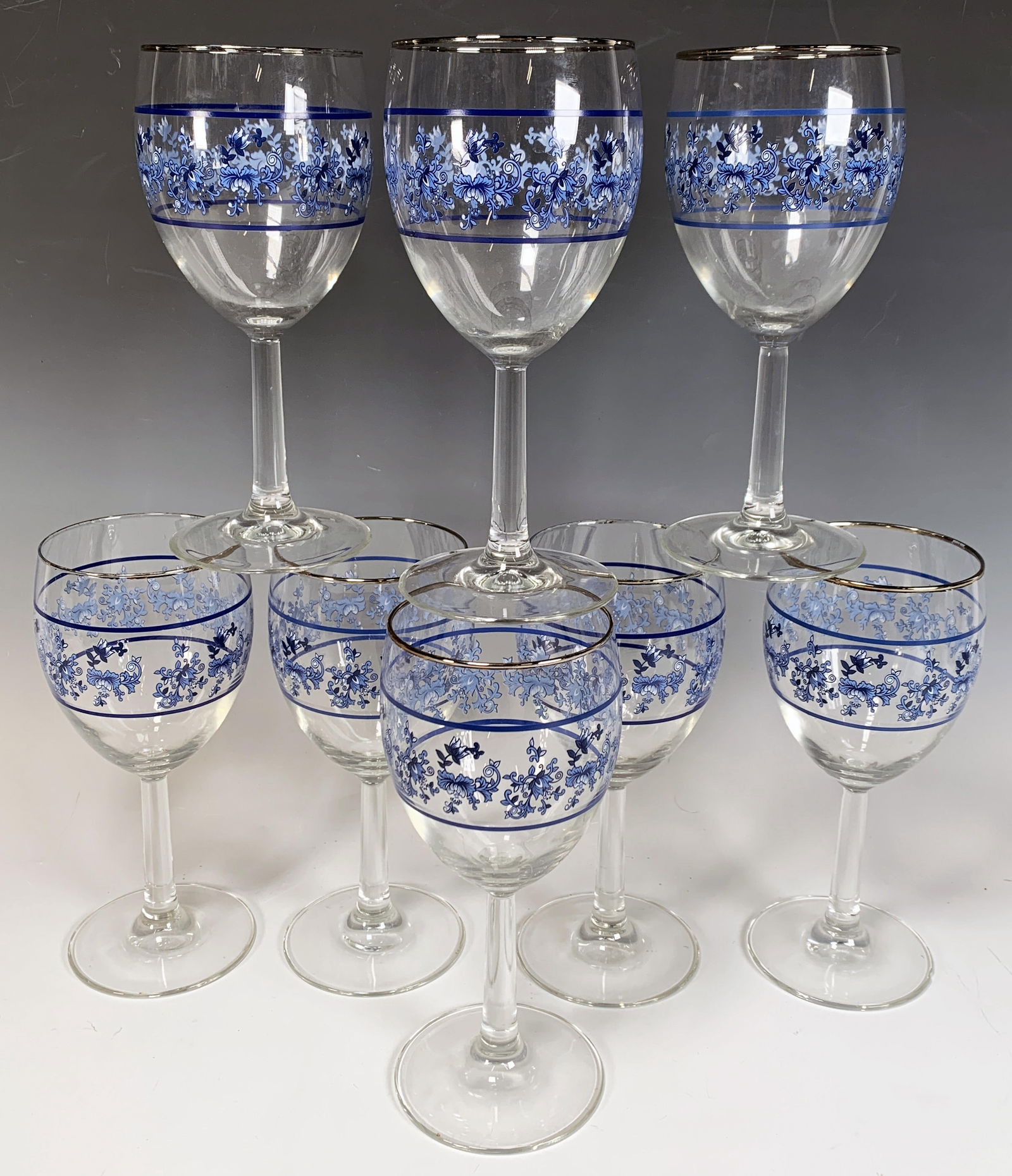 8 SPODE BLUE ROOM WINE GLASSES