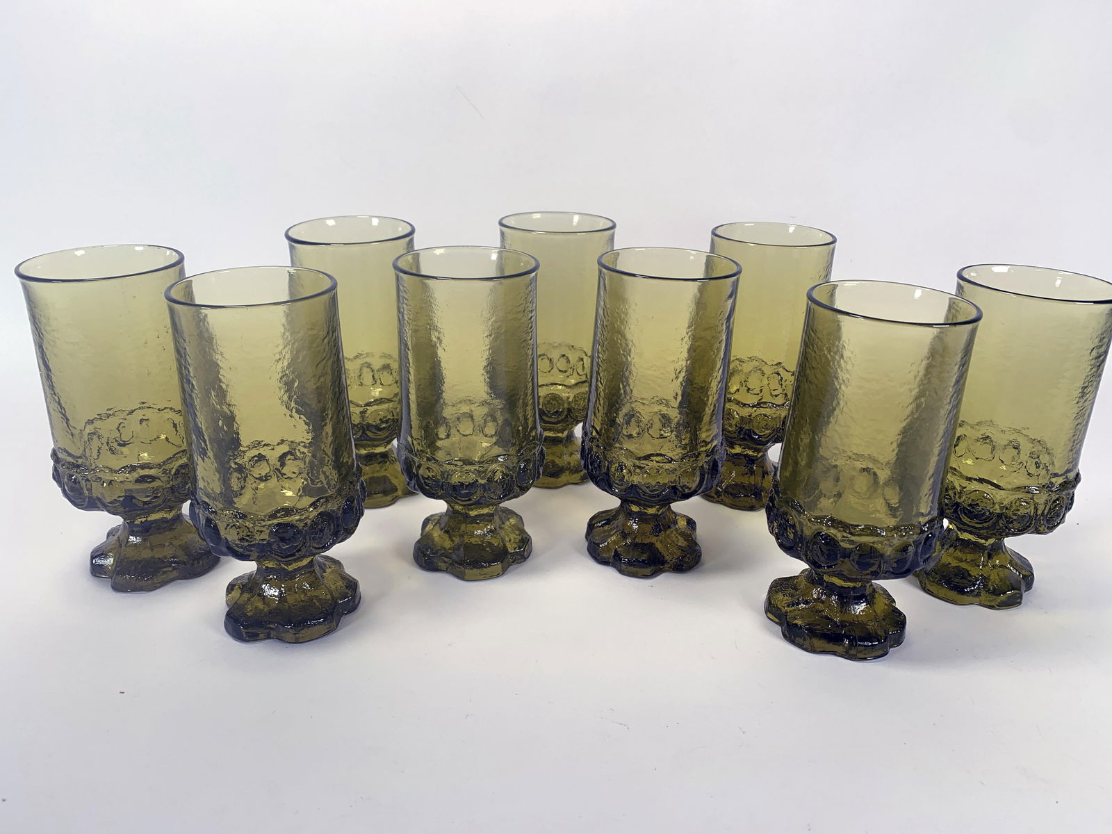 9 TRIFFIN FRANCISCAN MADEIRA CITRON GLASS GOBLETS