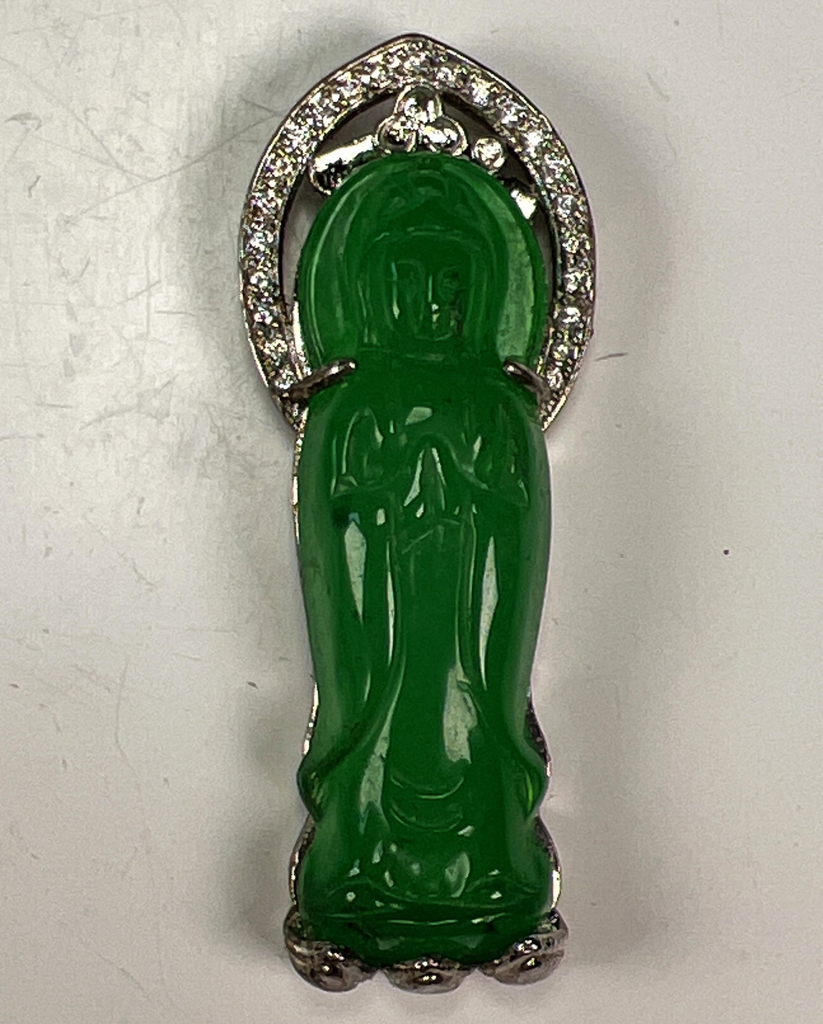 GREEN JADE QUAN YIN PENDANT