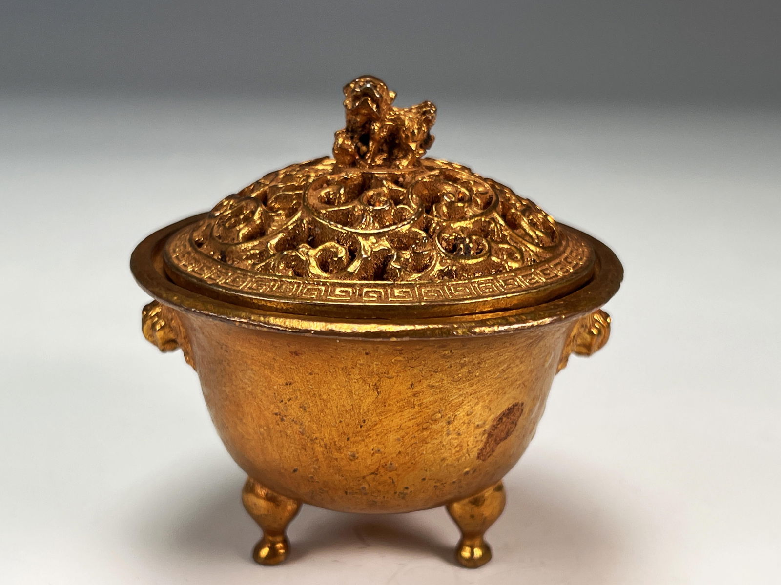 ORNATE GOLD-GILT BRONZE CENSER WITH MING MARK (1 of 4)