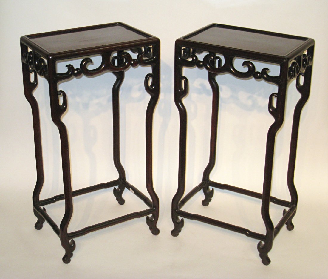 19th Century Chinese Vase Stands: A pair of fine carved Chinese made stands, 29" X 11" Shipping: We are unable to ship this item. Please contact our local UPS Store, store1152@theupsstore.com, for a quote. Please be sure and include y