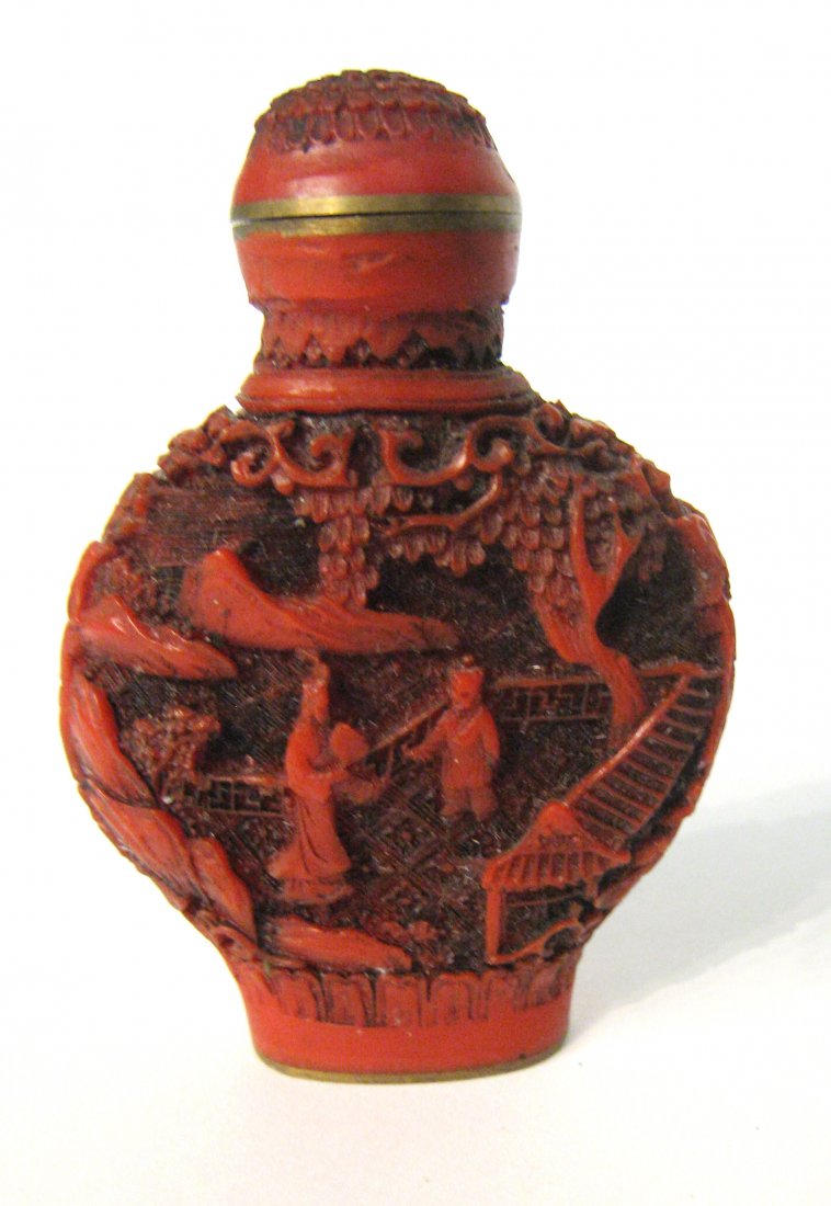 Chinese Cinnabar Snuff Bottle: Shipping: We are able to pack and ship this item to an address in the United States for $15.00 via USPS Priority Mail. Tracking information will be sent to your email address. Each additional item of