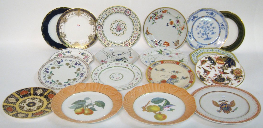 Assorted Porcelain Plates: By Lennox, Limoges, Spode, etc., 18 in all Shipping: We are able to pack and ship this item to an address in the United States for $55.00 via USPS Priority Mail or via FedEx Ground/Home Delivery. Trac