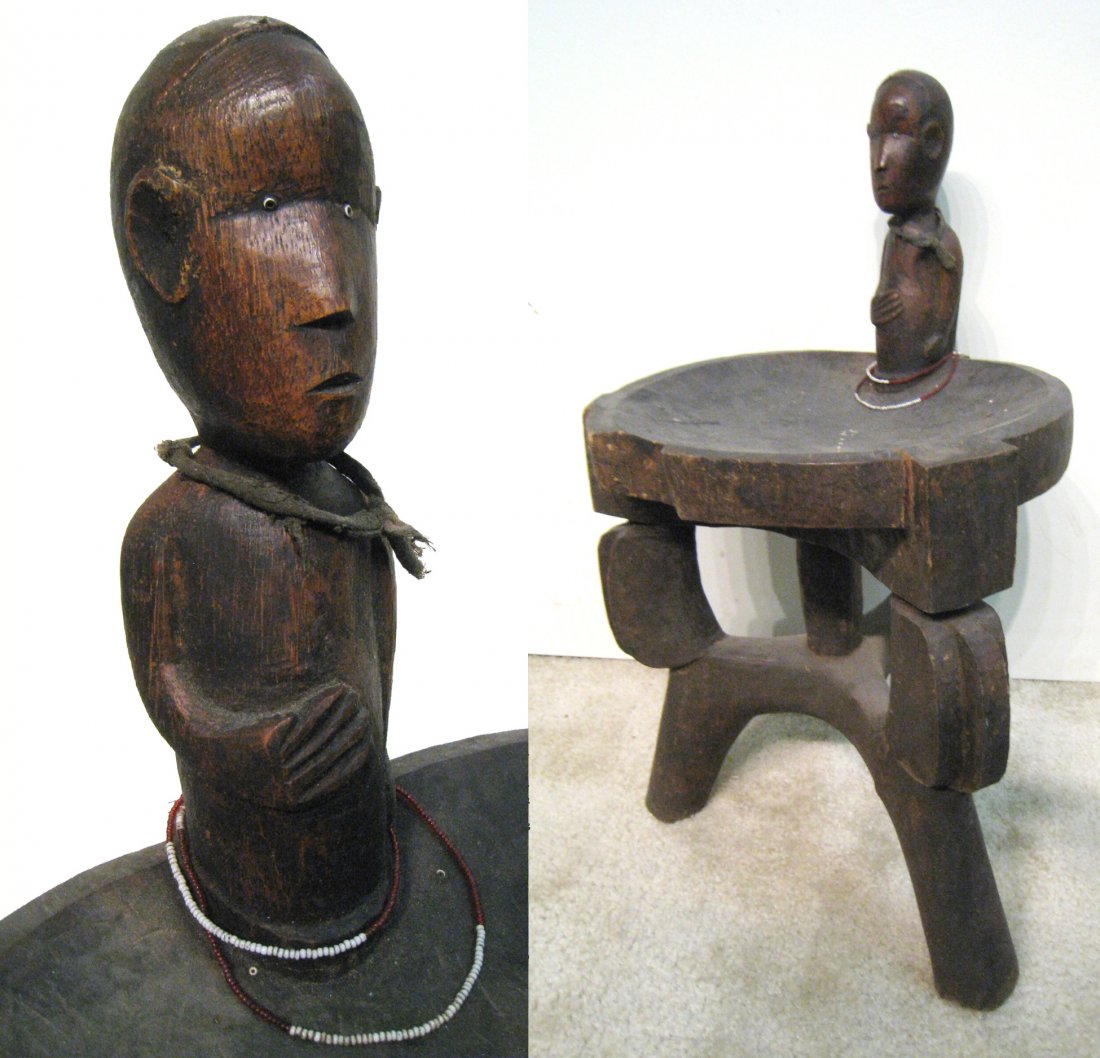 Tananzian Carved Wood Stool: With inlay metal on the seat 22" X 14". Shipping: We are unable to ship this item. Please contact our local UPS Store, store1152@theupsstore.com, or the Packaging Store, hello@packandshipnow.com, for 