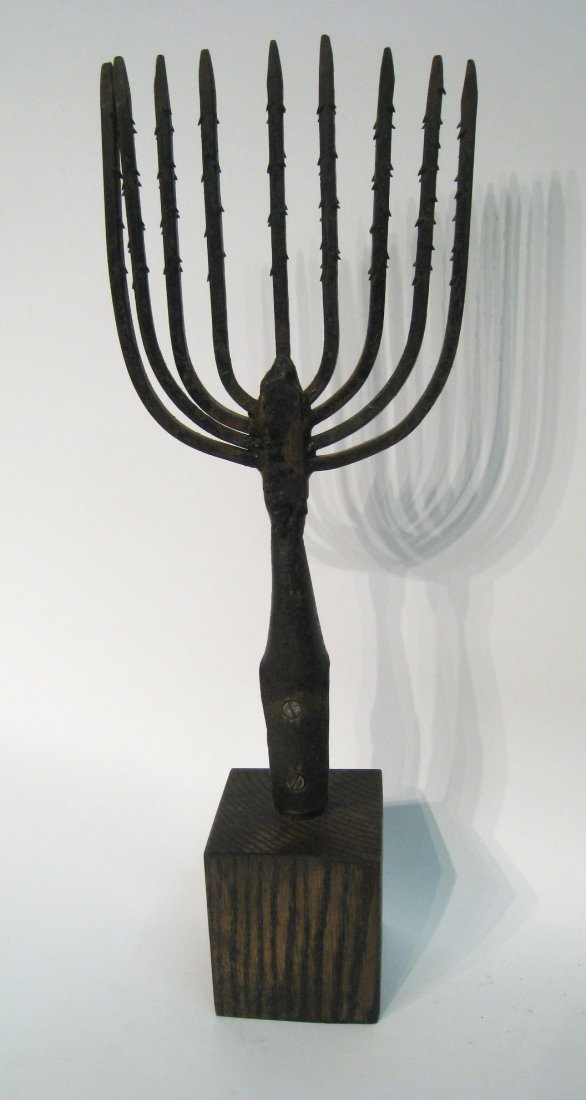 Gigging Spear: Mounted onto a custom stand, about 20" in height. Blacksmith made. Shipping: We are unable to ship this item. Please contact our local UPS Store, store1152@theupsstore.com, or the Packaging Store, hel