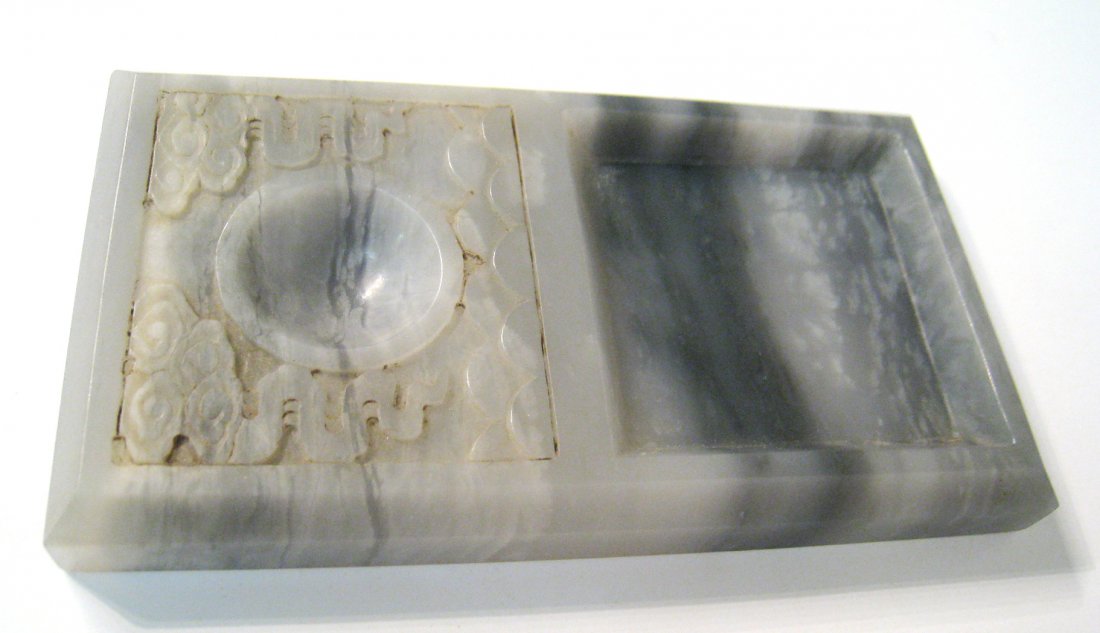 Chinese 16/17th C. Jade Inkstone: Marked on bottom. 5 1/2" X 3 1/8" Shipping: We are able to pack and ship this item to an address in the United States for $30.00 via USPS Priority Mail. Tracking information will be sent to your email