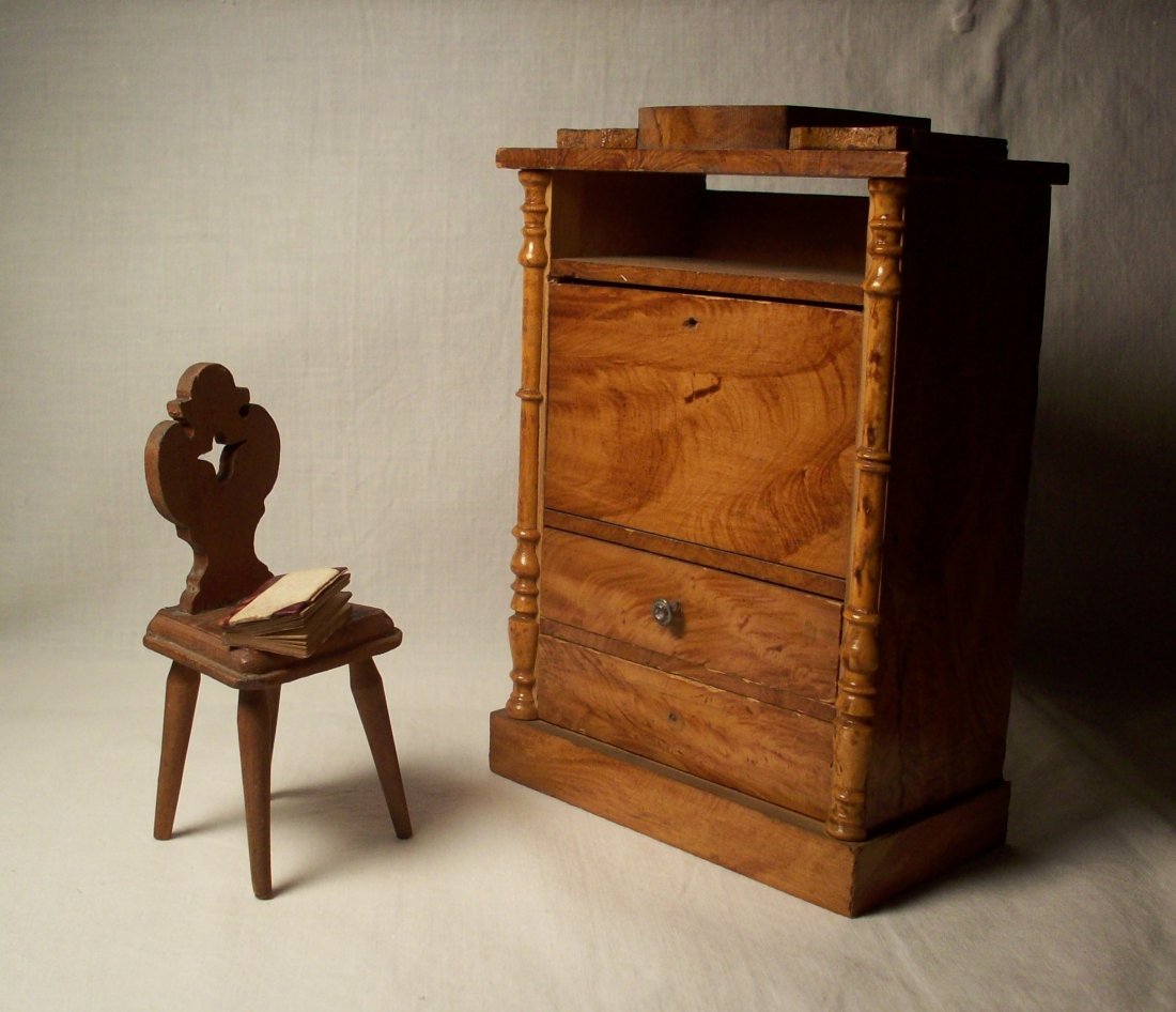 Drop Table Desk And Chair: With moveable drop writing surface and short back chair. Shipping: We are able to pack and ship this item to an address in the United States for $30.00 via USPS Priority Mail. Tracking information wil