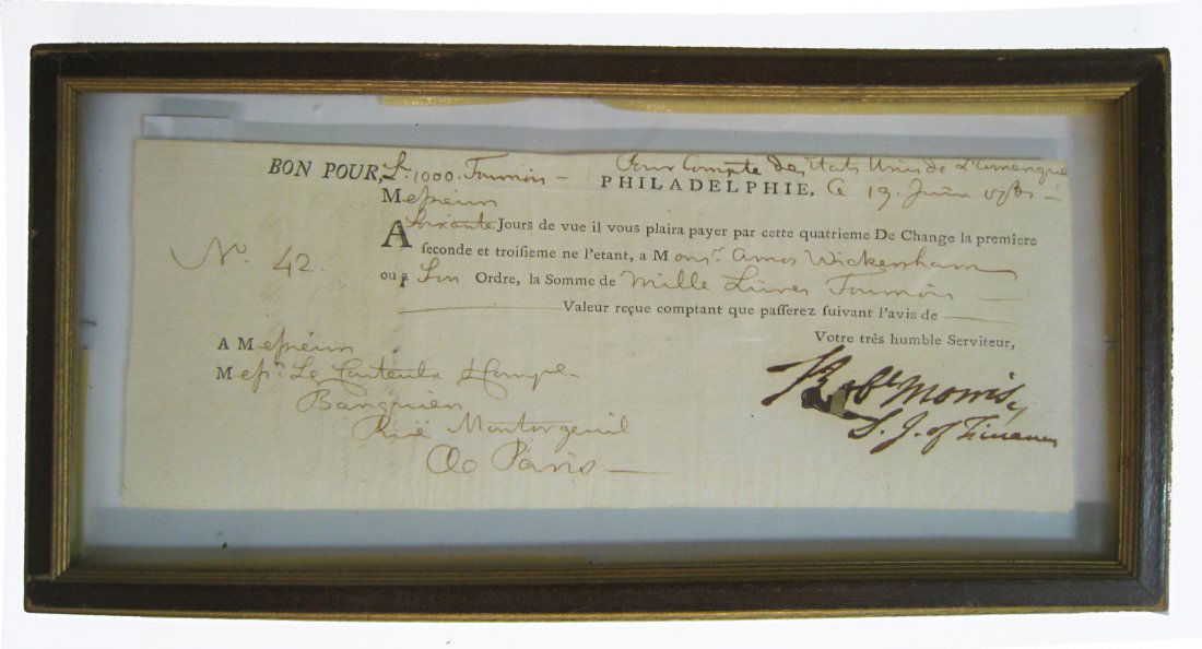 Draft Signed By Robert Morris: Robert Morris, Jr. ( January 20, 1734 – May 8, 1806) was a Liverpool-born American merchant, and signer of the Declaration of Independence, the Articles of Confederation, and the United States Const