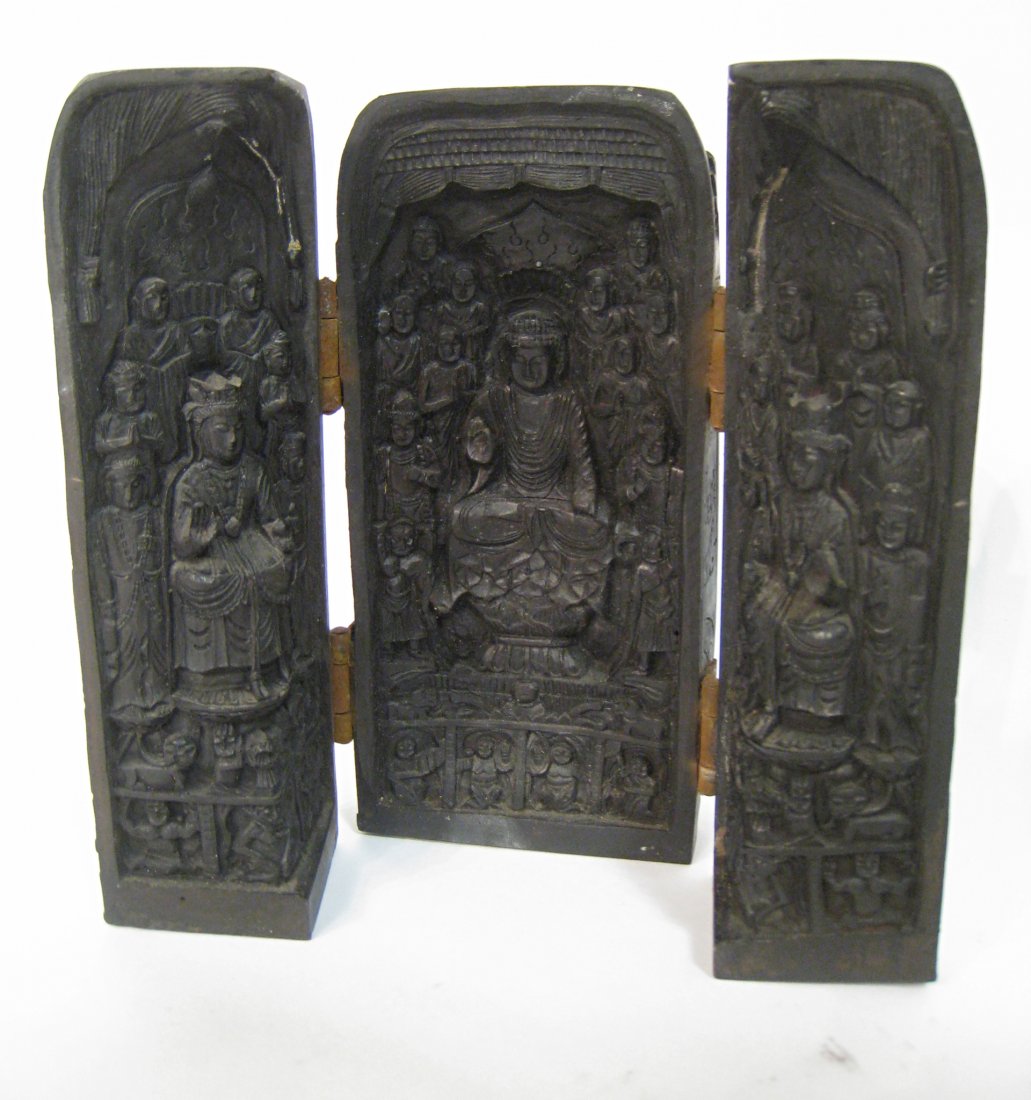 Wooden Buddhist Travel Shrine: 6 1/2" Folding travel shrine. Shipping: We are able to pack and ship this item to an address in the United States for $30.00 via USPS Priority Mail. Tracking information will be sent to your email add