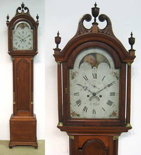 Tall Case Clock By Ephriam Willard: An important mahogany Federal tall case clock signed on the dial "E. Willard" and "warranted for Mr. Raymond", together with written documentation about the provenance. Ephraim Willard, born in 1755,