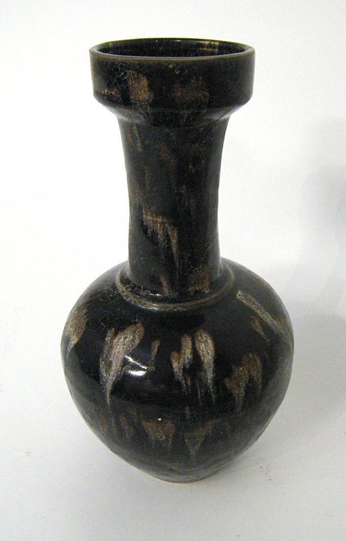 Jian Ware Vase: Jian style glazed vase with crackleature, in two colors, 11" Shipping: We are able to pack and ship this item to an address in the United States for $50.00 via USPS Priority Mail or via FedEx Ground/H