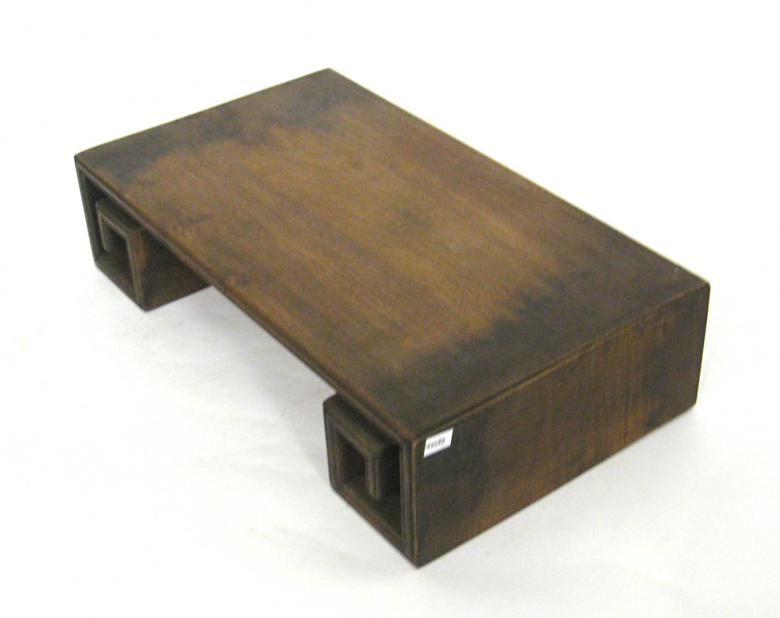 Hardwood Display Stand: With wear on the surface, 3 1/2" X 8 3/4" X 15 1/4" Shipping: We are able to pack and ship this item to an address in the United States for $50.00 via USPS Priority Mail or via FedEx Ground/Home Deliv