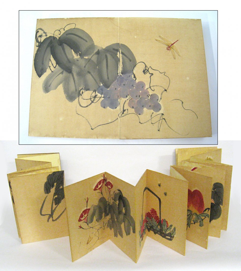 10 Page Watercolor Book: Each single watercolor is stretched between two pages, with at least six watercolors presented. 12 1/2 X 18 1/4" when closed. Shipping: We are able to pack and ship this item to an address in the Unit