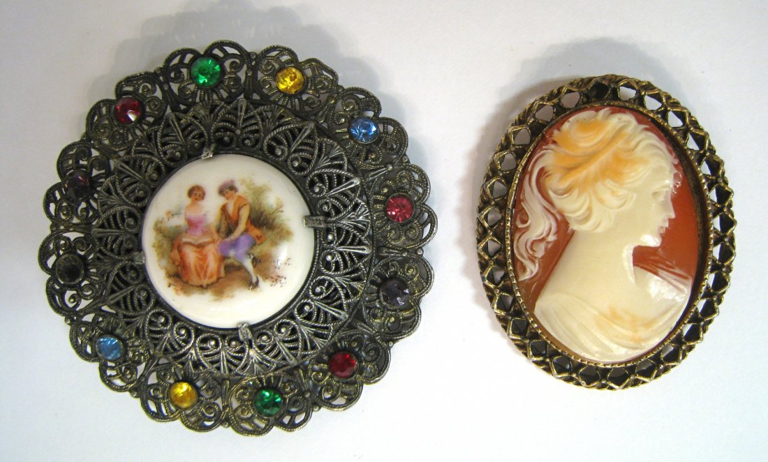Two Cameo Pins: Shipping: We are able to pack and ship this item to an address in the United States for $25.00 via USPS Priority Mail. Tracking information will be sent to your email address. Each additional item of 