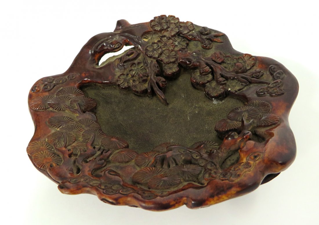 Chinese 18th C Deer Antler Inkstone: About 6" Shipping: We are able to pack and ship this item to an address in the United States for $30.00 via USPS Priority Mail. Tracking information will be sent to your email address. This price does