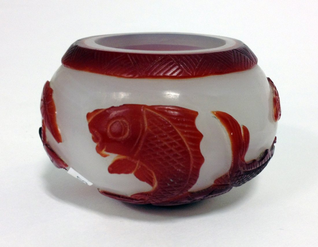 19th C. Chinese Peking Glass Brush Washer: 3 1/4" X 2 1/4" Shipping: We are able to pack and ship this item to an address in the United States for $25.00 via USPS Priority Mail. Tracking information will be sent to your email address. Each add