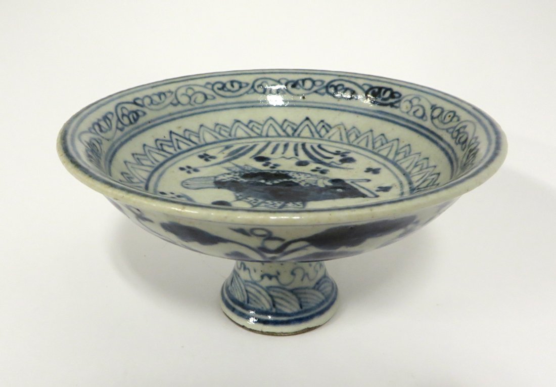 Blue & White High Heel Dish: 2 3/4" X 5 1/4" Shipping: We are able to pack and ship this item to an address in the United States for $40.00 via USPS Priority Mail or via FedEx Ground/Home Delivery. Tracking information will be se