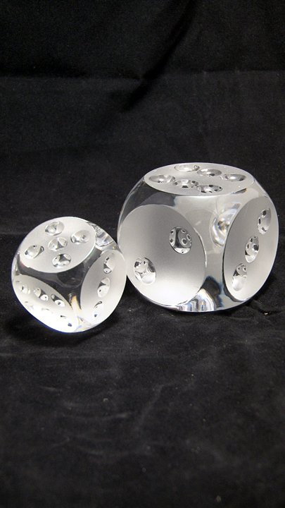 Frosted Glass Dice By Spode: One larger than the other, both etch signed "Spode". Shipping: We are able to pack and ship this item to an address in the United States for $25.00 via USPS Priority Mail. Tracking information will be