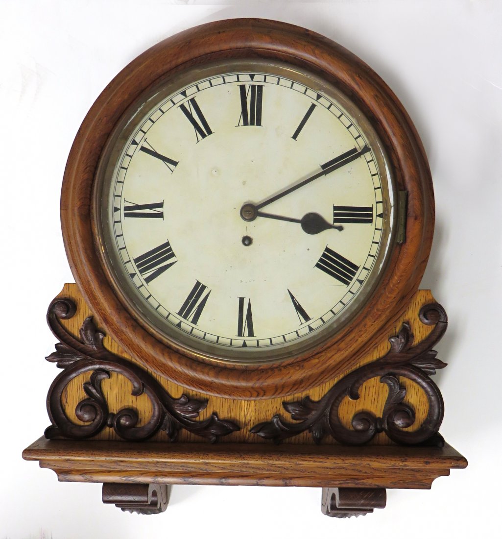 Clock- Gallery Clock: A fusee mechanism time only gallery timepiece, 24" in height with a 12" dial attributed to Winterhalter and Hoffmeier of Germany. Late 19th or early 20th century. Lacking pendulum bob. Shipping: We ar