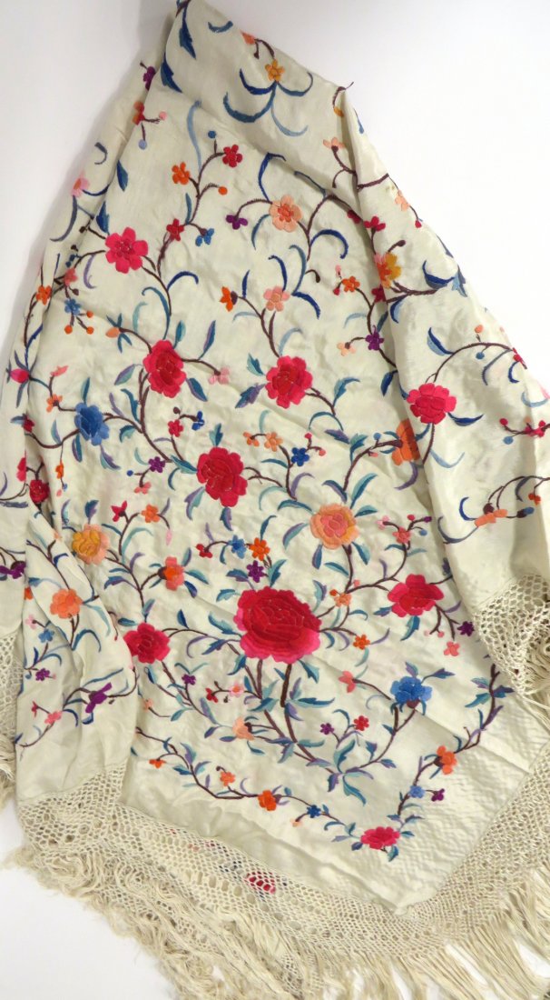 Embroidered Fringed Piano Shawl: Shipping: We are able to pack and ship this item to an address in the United States for $30.00 via USPS Priority Mail. Tracking information will be sent to your email address. This price does not incl