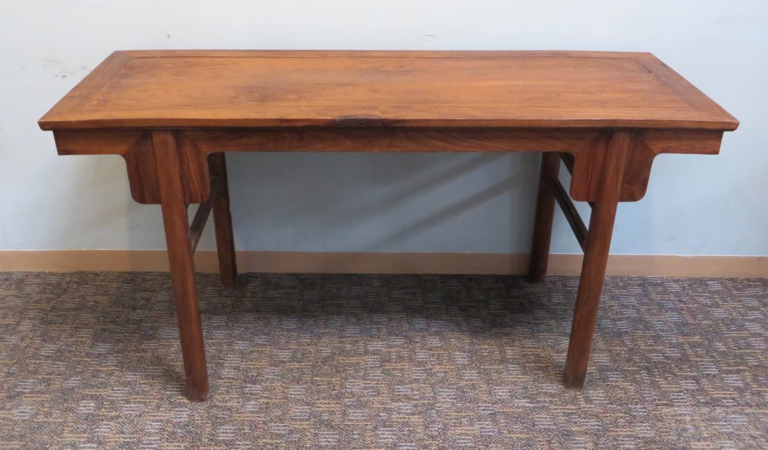 19th C. Huanghuali Alter Table: With striaght bread box ends. 33" X 63" X 21 1/2". Shipping: We are unable to ship this item. Please contact our local UPS Store, store1152@theupsstore.com, or the Packaging Store, hello@packandshipno