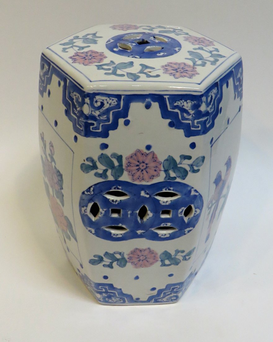Smaller Garden Stool: Of contemporary Chinese origin, 13" tall, approx. 9" widee Shipping: We are able to pack and ship this item to an address in the United States for $50.00 via USPS Priority Mail or via FedEx Ground/Hom