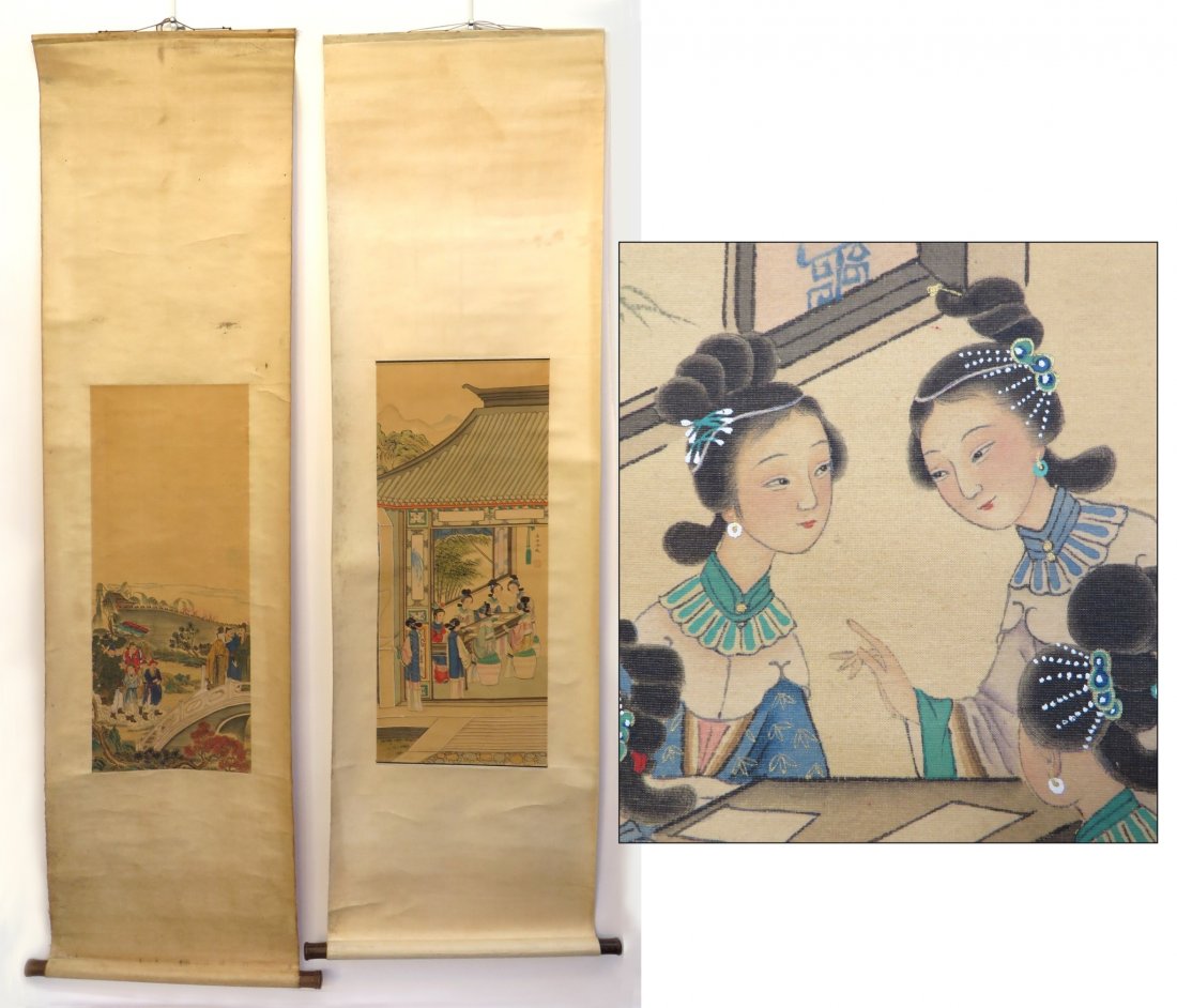 Two Chinese Watercolor Painting Scrolls: Two scrolls with images the same size. High bidder takes both scrolls. Shipping: We are able to pack and ship this item to an address in the United States for $25.00 via USPS Priority Mail. Tracking i