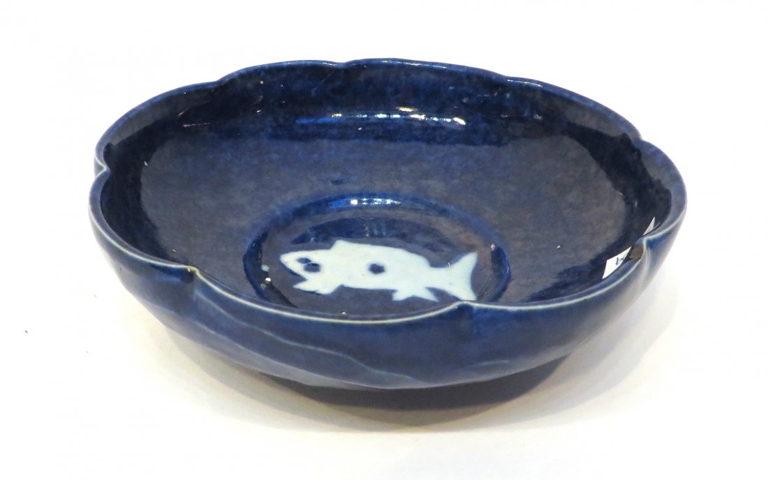 Blue Fish Design Bowl: 6 1/8" X 1 3/4" Shipping: We are able to pack and ship this item to an address in the United States for $30.00 via USPS Priority Mail. Tracking information will be sent to your email address. This pri