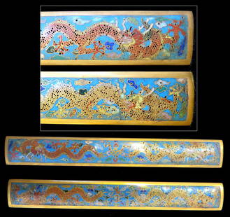 Qing Dynasty Cloisonne Paper Weights: These paper weights are sold as a pair. Each are 9", with matching decoration and a five character signature on the bottom., Shipping: We are able to pack and ship this item to an address in the Unite