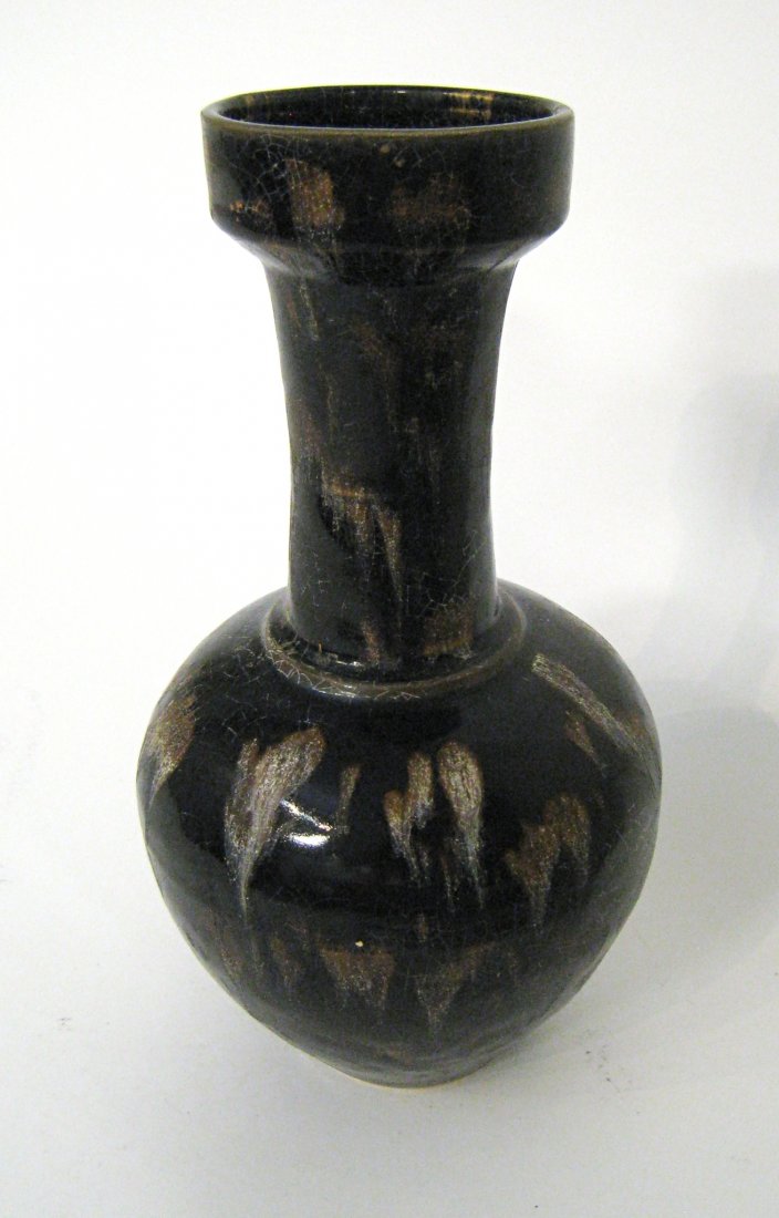 Jian Ware Vase: Jian style glazed vase with crackleature, in two colors, 11" Shipping: We are able to pack and ship this item to an address in the United States for $50.00 via USPS Priority Mail or via FedEx Ground/H